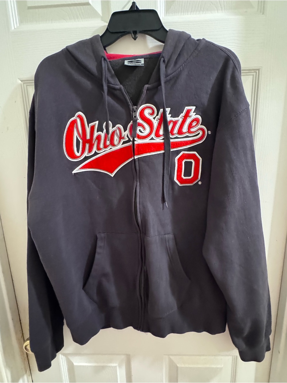 Stadium Athletics Black Hoodie with Red Accent-0072